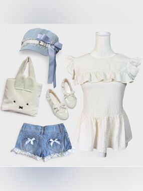 Fairycore Coquette Universal Thread White Cream Ruffle Cottagecore Blouse Small